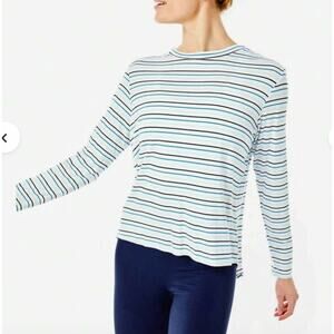 NWT ADDISON BAY Tie‎ Back Long Sleeve Multi Stripe Blue, Medium, 98$